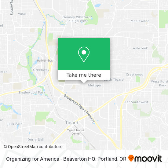 Organizing for America - Beaverton HQ map