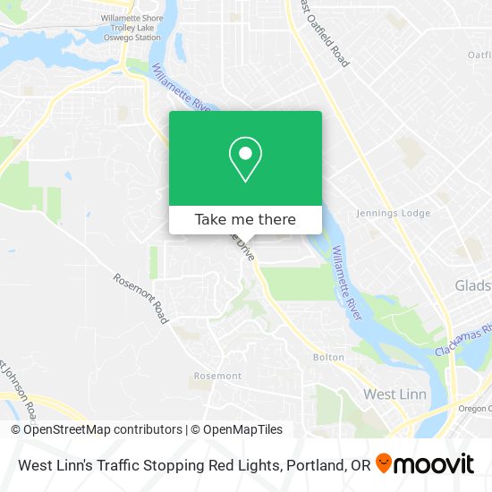 Mapa de West Linn's Traffic Stopping Red Lights