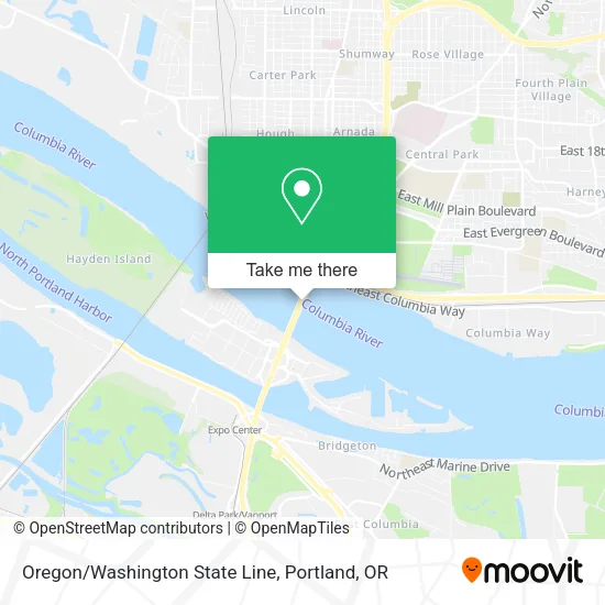 Oregon/Washington State Line map