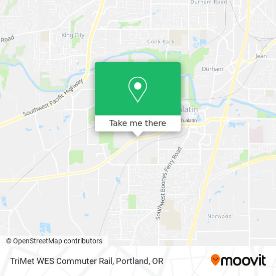 Mapa de TriMet WES Commuter Rail