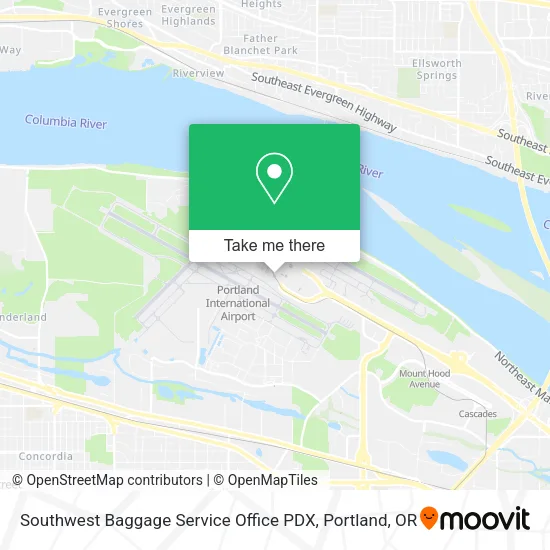 Southwest Baggage Service Office PDX map