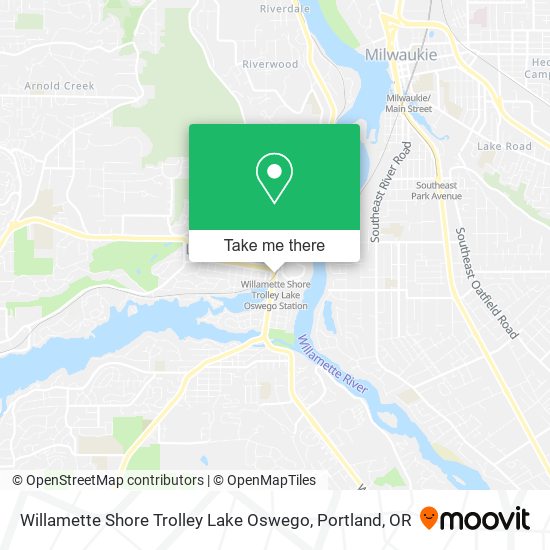 Willamette Shore Trolley Lake Oswego map