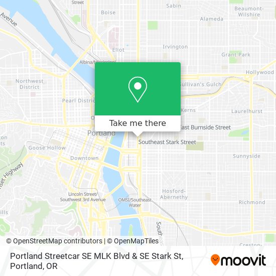 Mapa de Portland Streetcar SE MLK Blvd & SE Stark St
