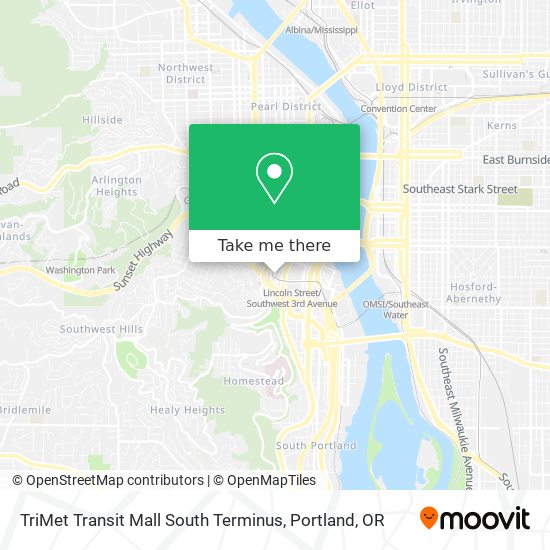 Mapa de TriMet Transit Mall South Terminus