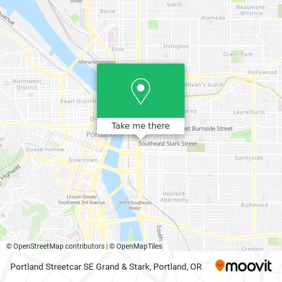 Portland Streetcar SE Grand & Stark map