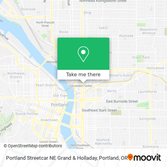 Mapa de Portland Streetcar NE Grand & Holladay