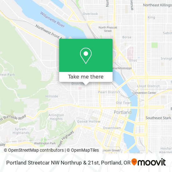 Portland Streetcar NW Northrup & 21st map
