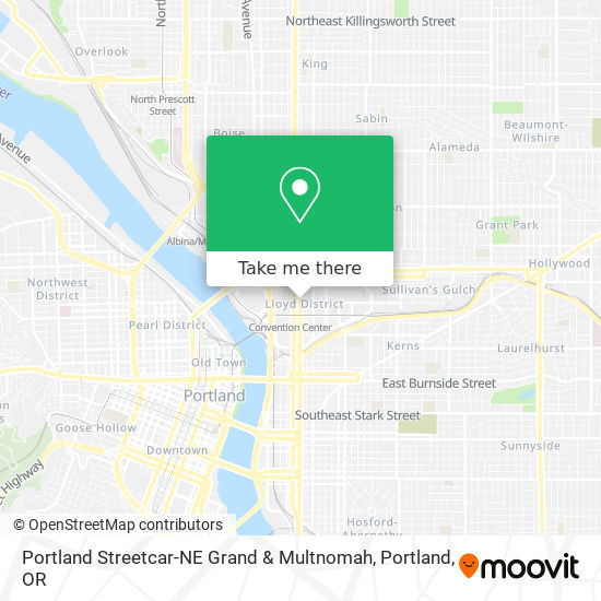Portland Streetcar-NE Grand & Multnomah map