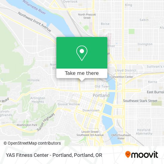 Mapa de YAS Fitness Center - Portland