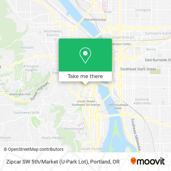 Mapa de Zipcar SW 5th / Market (U-Park Lot)