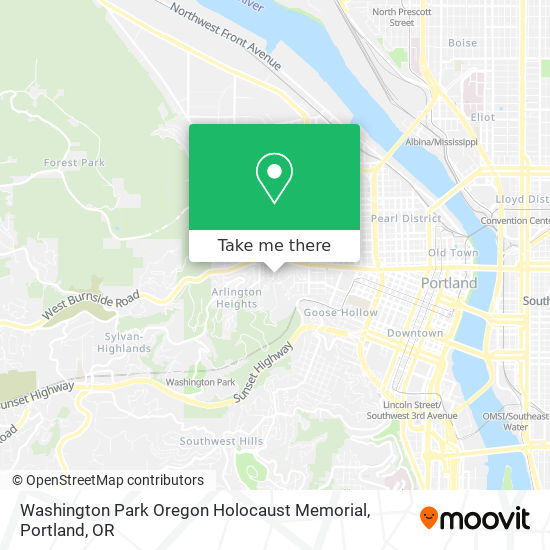 Washington Park Oregon Holocaust Memorial map