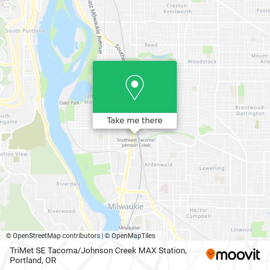 Mapa de TriMet SE Tacoma / Johnson Creek MAX Station