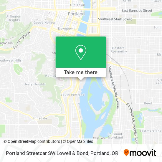 Mapa de Portland Streetcar SW Lowell & Bond