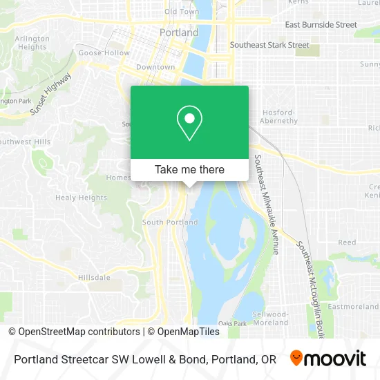 Mapa de Portland Streetcar SW Lowell & Bond