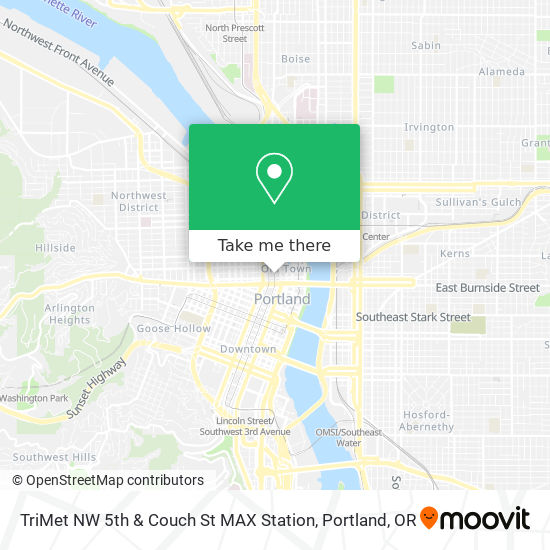 TriMet NW 5th & Couch St MAX Station map