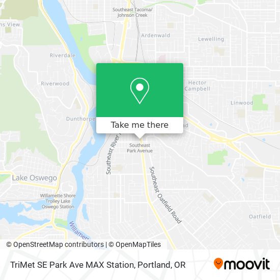TriMet SE Park Ave MAX Station map