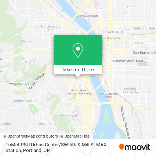 TriMet PSU Urban Center / SW 5th & Mill St MAX Station map