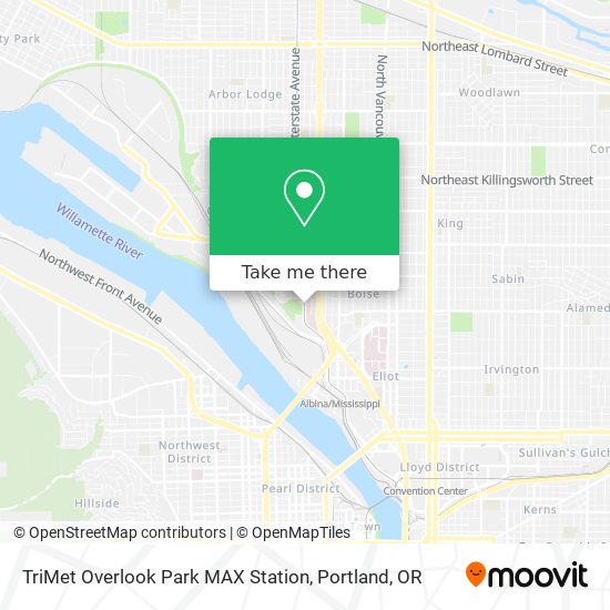 TriMet Overlook Park MAX Station map