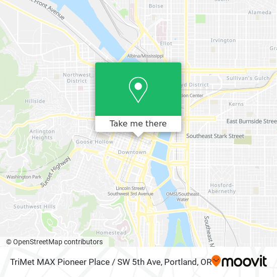 Mapa de TriMet MAX Pioneer Place / SW 5th Ave