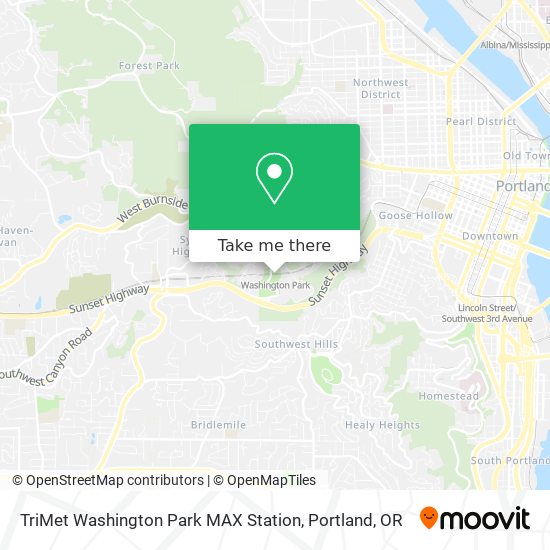 TriMet Washington Park MAX Station map