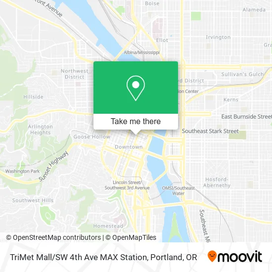 Mapa de TriMet Mall / SW 4th Ave MAX Station