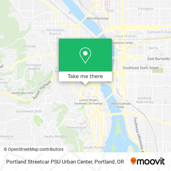 Portland Streetcar PSU Urban Center map