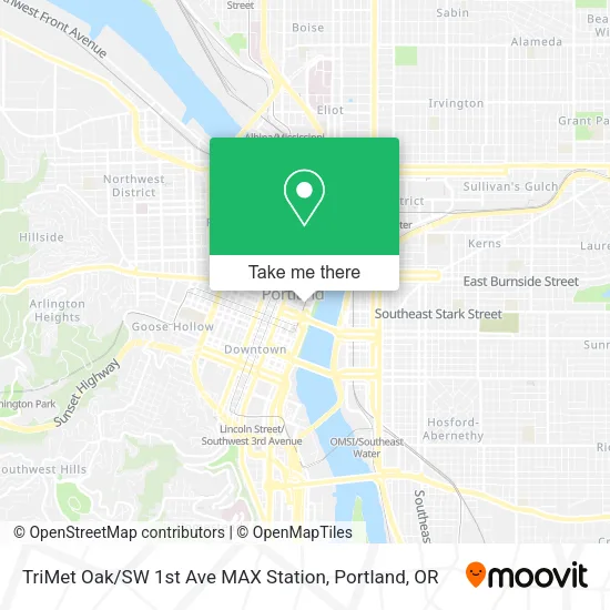 Mapa de TriMet Oak / SW 1st Ave MAX Station