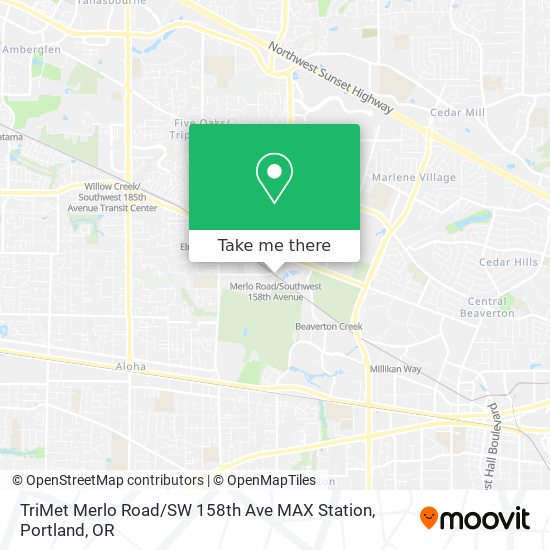 Mapa de TriMet Merlo Road / SW 158th Ave MAX Station