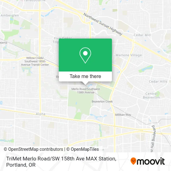 TriMet Merlo Road / SW 158th Ave MAX Station map