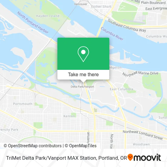 Mapa de TriMet Delta Park / Vanport MAX Station