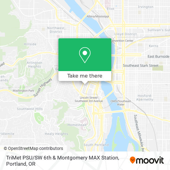 TriMet PSU / SW 6th & Montgomery MAX Station map