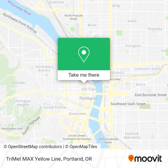 Mapa de TriMet MAX Yellow Line