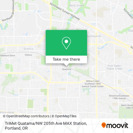 Mapa de TriMet Quatama / NW 205th Ave MAX Station
