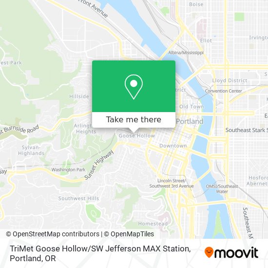 TriMet Goose Hollow / SW Jefferson MAX Station map
