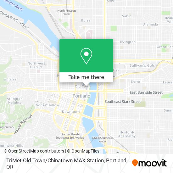 Mapa de TriMet Old Town / Chinatown MAX Station