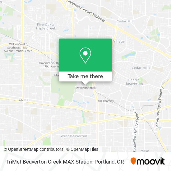 Mapa de TriMet Beaverton Creek MAX Station