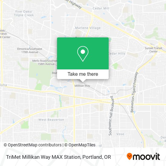 TriMet Millikan Way MAX Station map