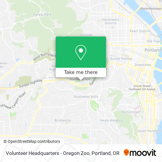 Volunteer Headquarters - Oregon Zoo map