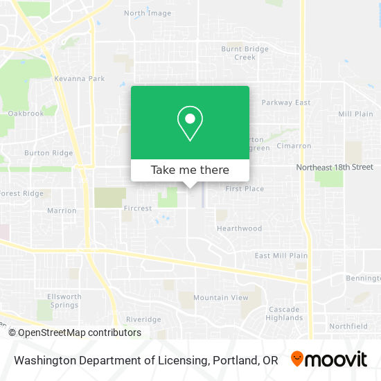 Mapa de Washington Department of Licensing