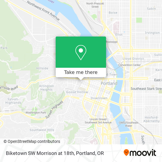 Biketown SW Morrison at 18th map