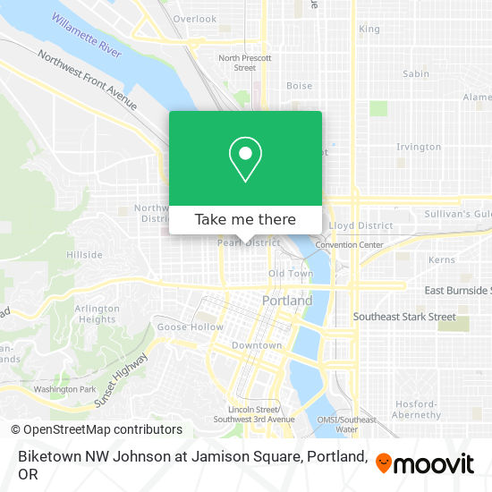 Mapa de Biketown NW Johnson at Jamison Square