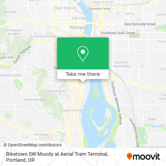 Mapa de Biketown SW Moody at Aerial Tram Terminal