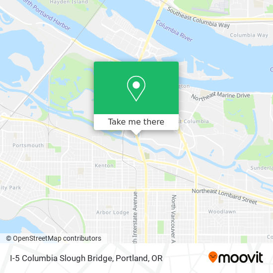 I-5 Columbia Slough Bridge map