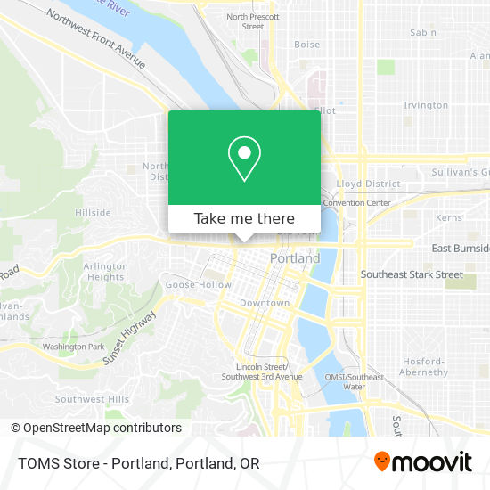 TOMS Store - Portland map