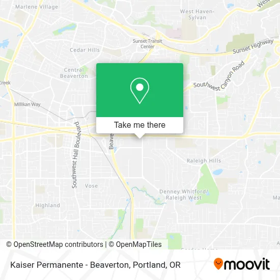 Kaiser Permanente - Beaverton map