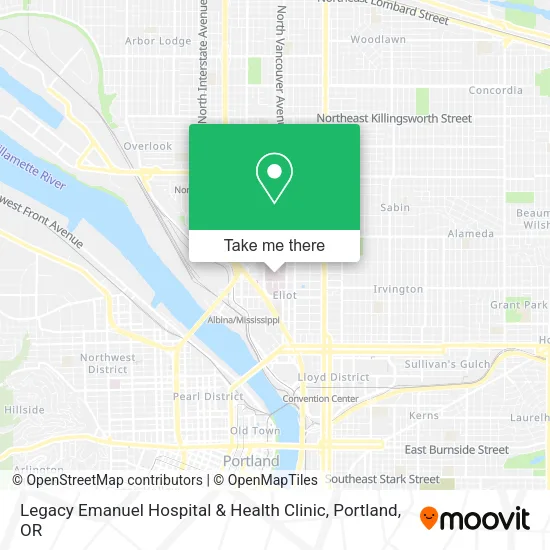 Mapa de Legacy Emanuel Hospital & Health Clinic