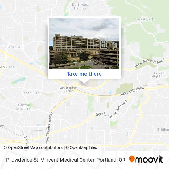 Mapa de Providence St. Vincent Medical Center