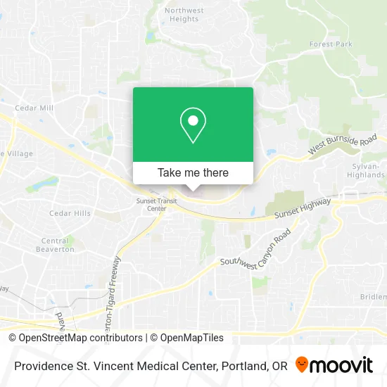 Mapa de Providence St. Vincent Medical Center