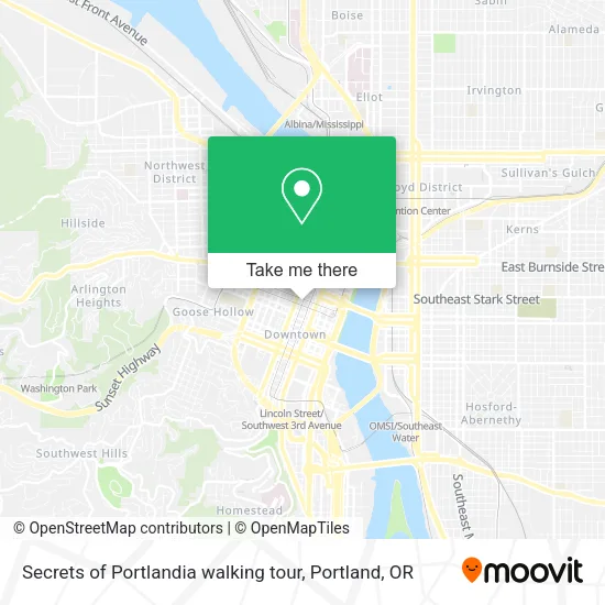 Mapa de Secrets of Portlandia walking tour