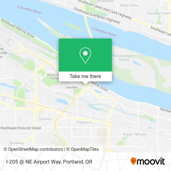 Mapa de I-205 @ NE Airport Way